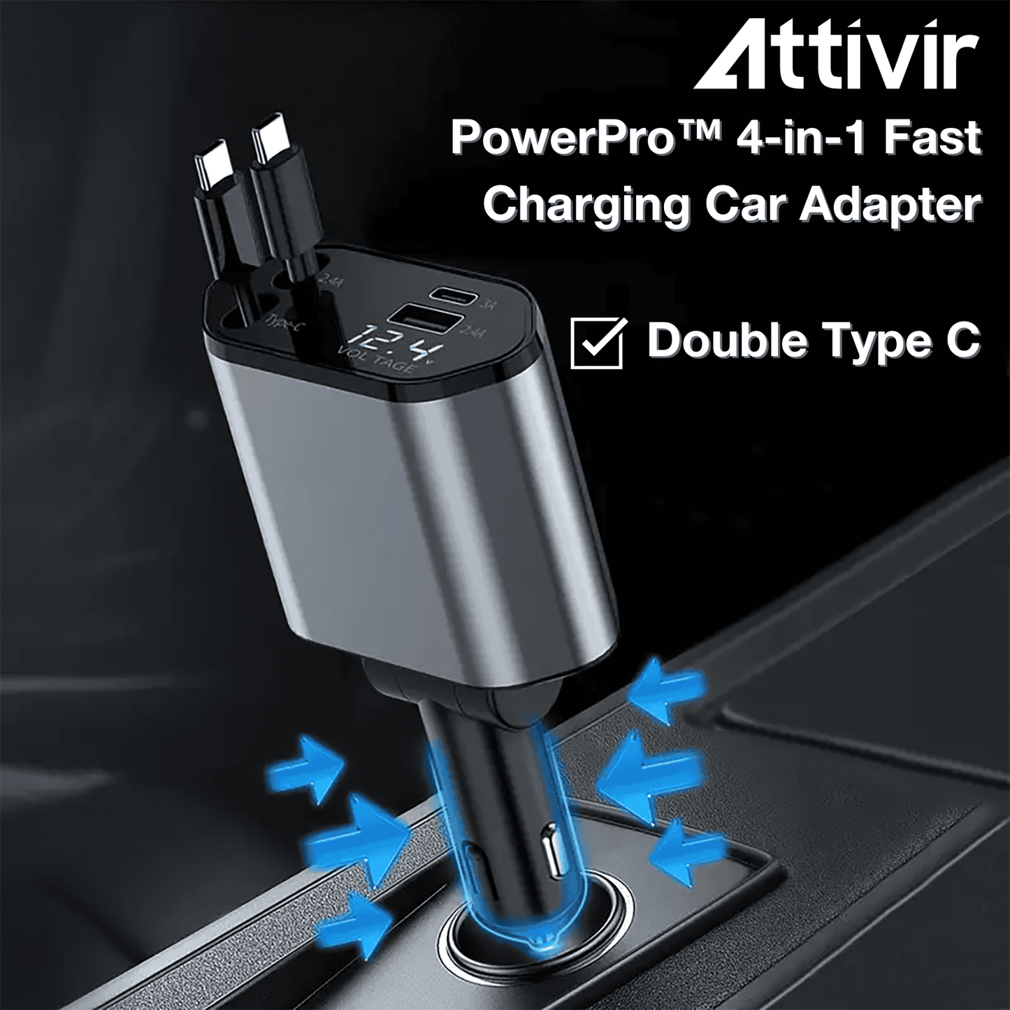 PowerPro™ 4-in-1 Car Charger Adapter